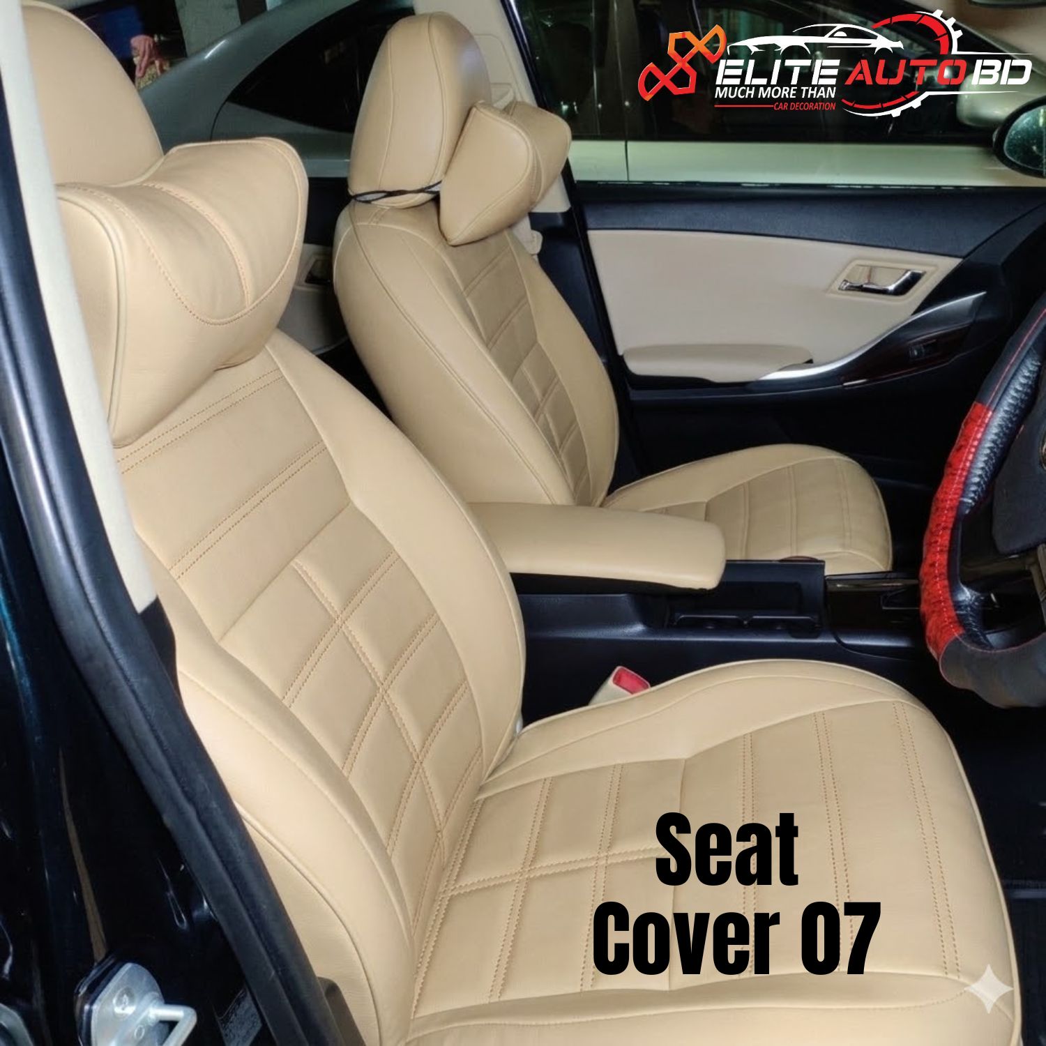 Toyota Premio/Allion Custom Design Seat Covers (Premium) Beige Colour| Car Seat Cover | Seat Cover 07 | Elite Auto BD