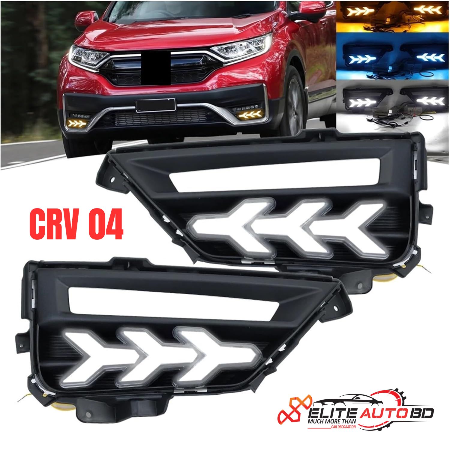 Honda CR-V 2020-2022 LED DRL Daytime Running Light & Sequential Turn Signal Fog Lamp Replacement (Pair) | CRV 04 | Elite Auto BD