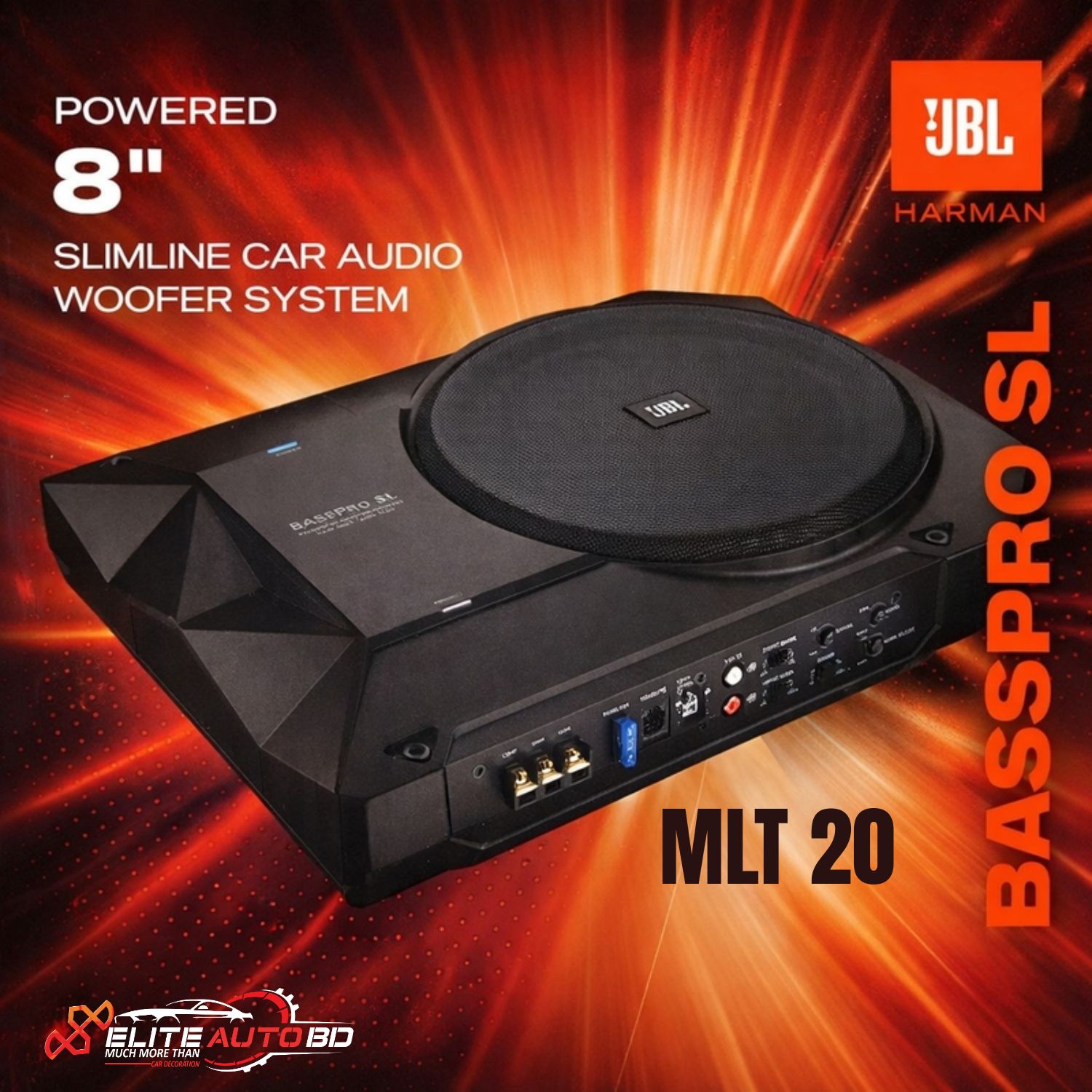 JBL BassPro SL 8" Powered Under-Seat Compact Subwoofer – Premium Car Audio at Elite Auto BD | MLT 20 | Elite Auto BD
