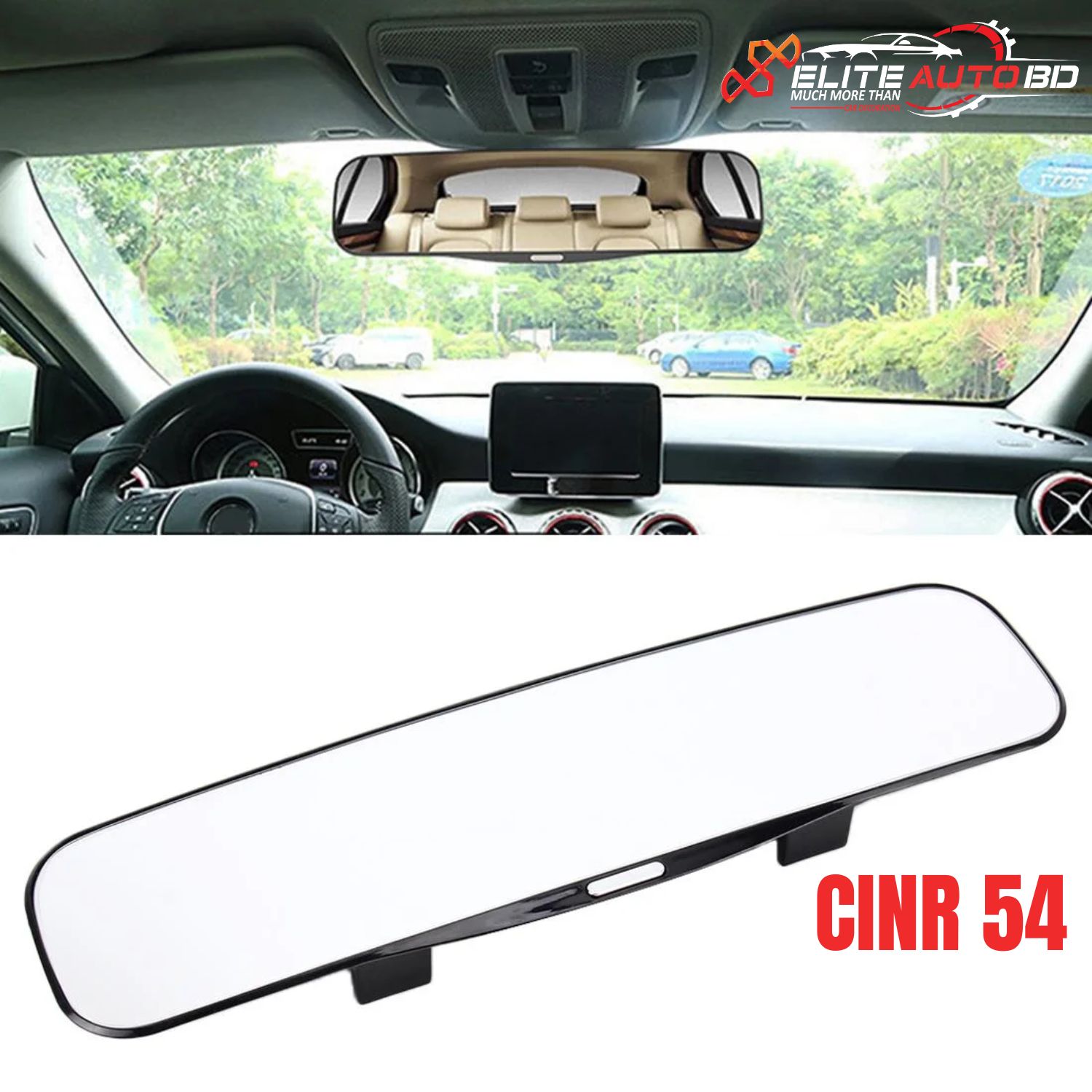 3R Curve Wide Angle Panoramic Rear View Mirror for Cars – Enhanced Visibility Anti-Glare Interior Clip-On Mirror | CINR 54 | Elite Auto BD