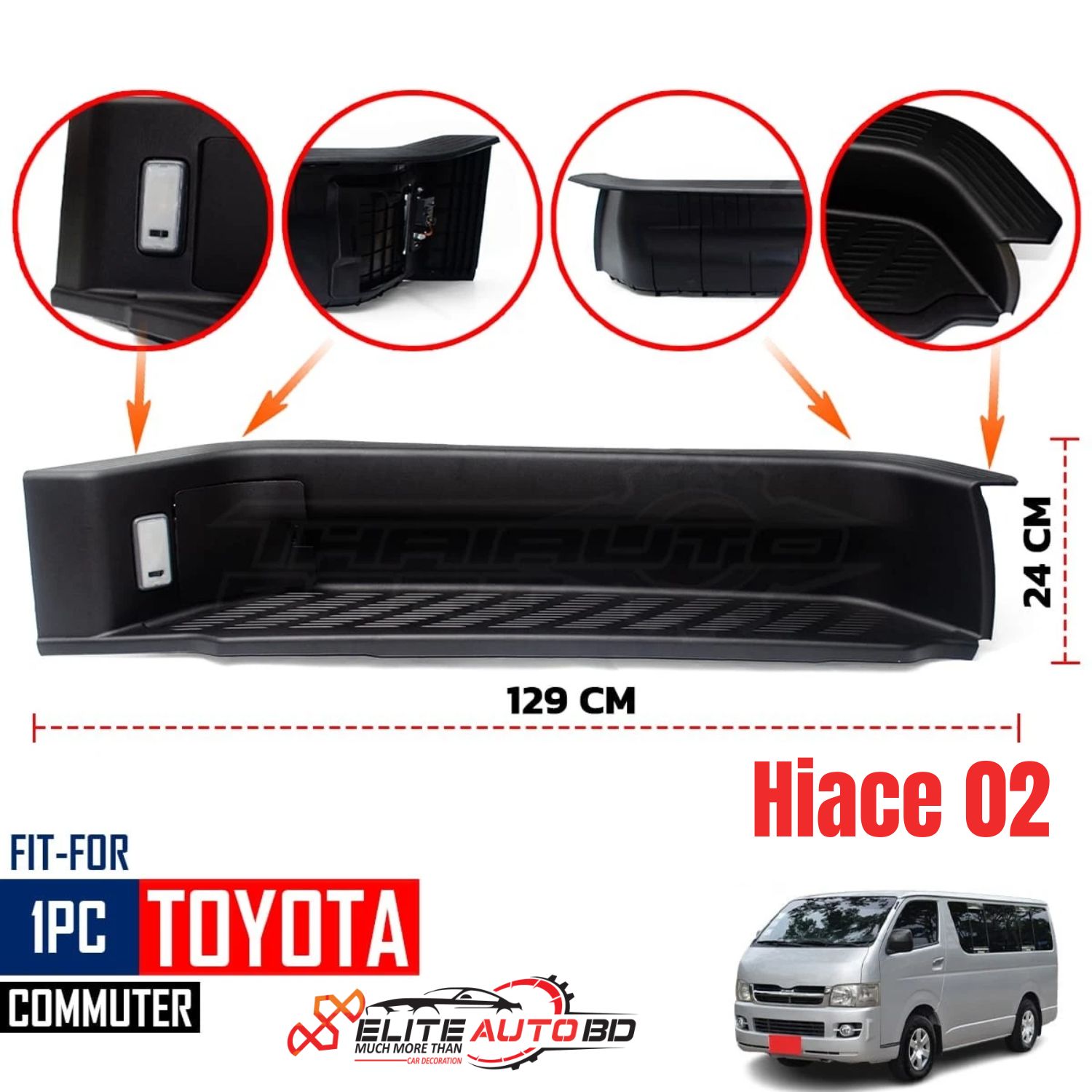 Toyota Hiace Commuter Rear Bumper Guard Step Cover (2005-2018) | Hiace 02 | Elite Auto BD