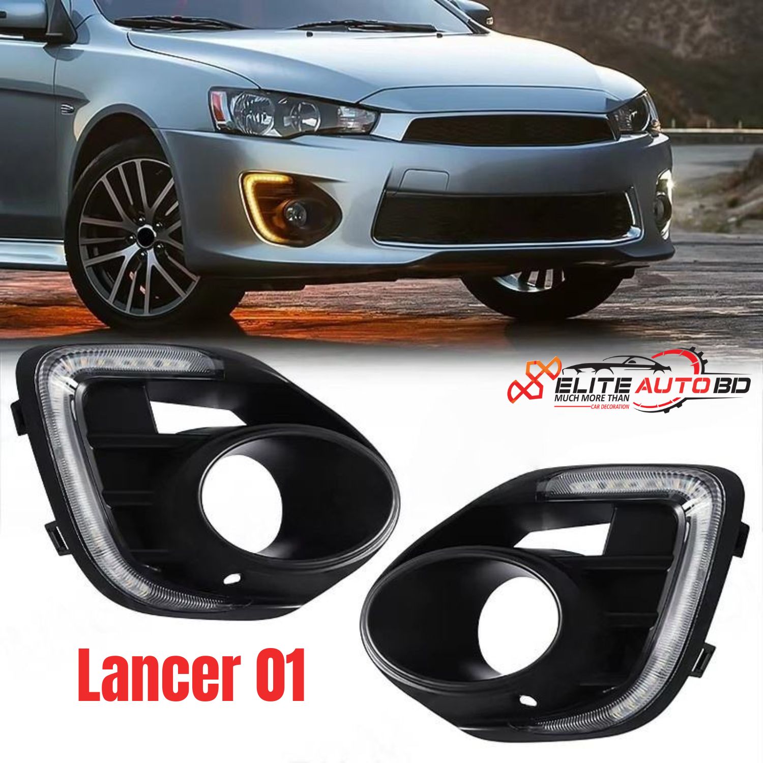 Mitsubishi Lancer LED Daytime Running Lights (DRL) & Fog Lamp Kit (2016–2018)  |  Lancer 01 | Elite Auto BD