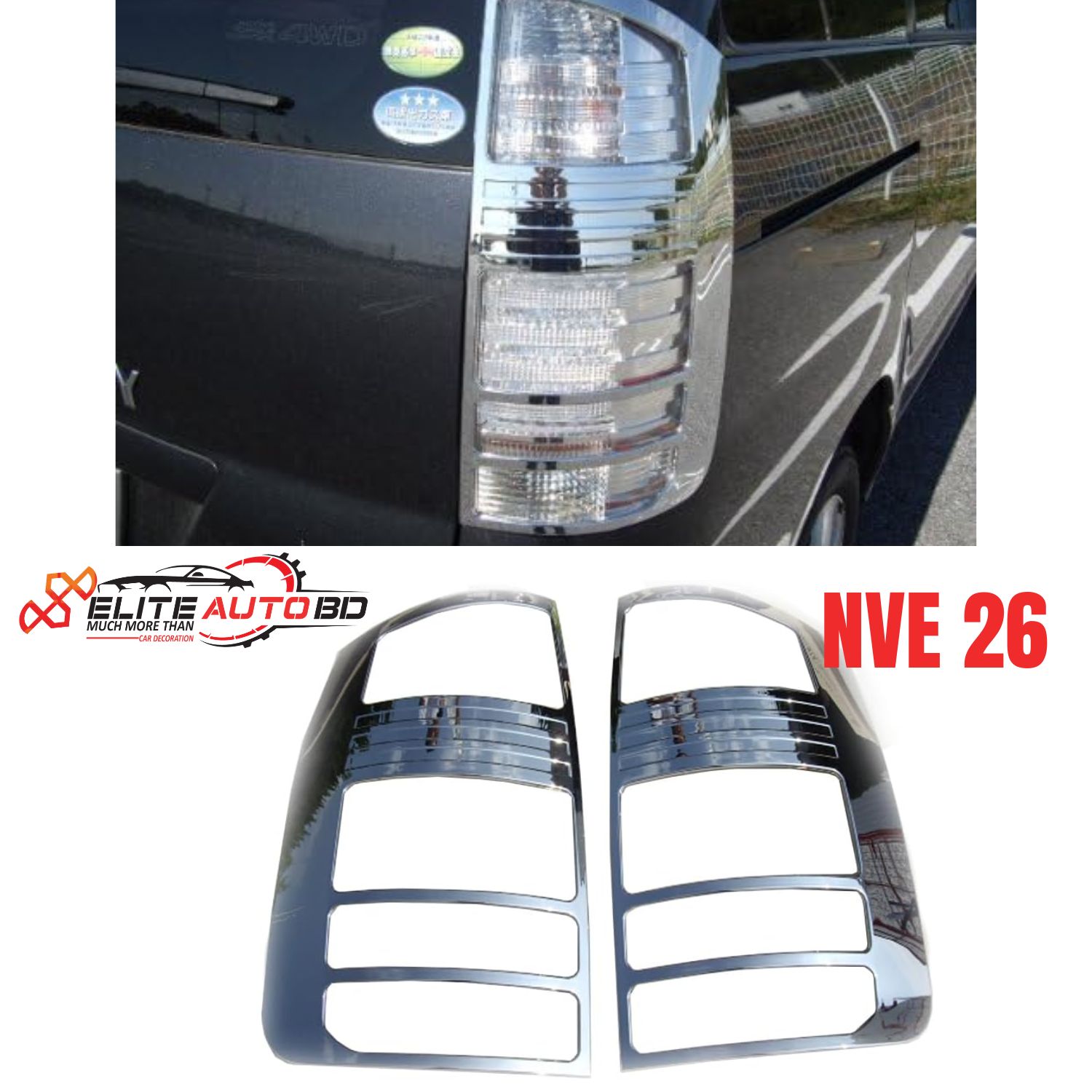 Chrome Tail Light Covers for Toyota Noah, 60 Series Noah Accessories | NVE 26 | Elite Auto BD