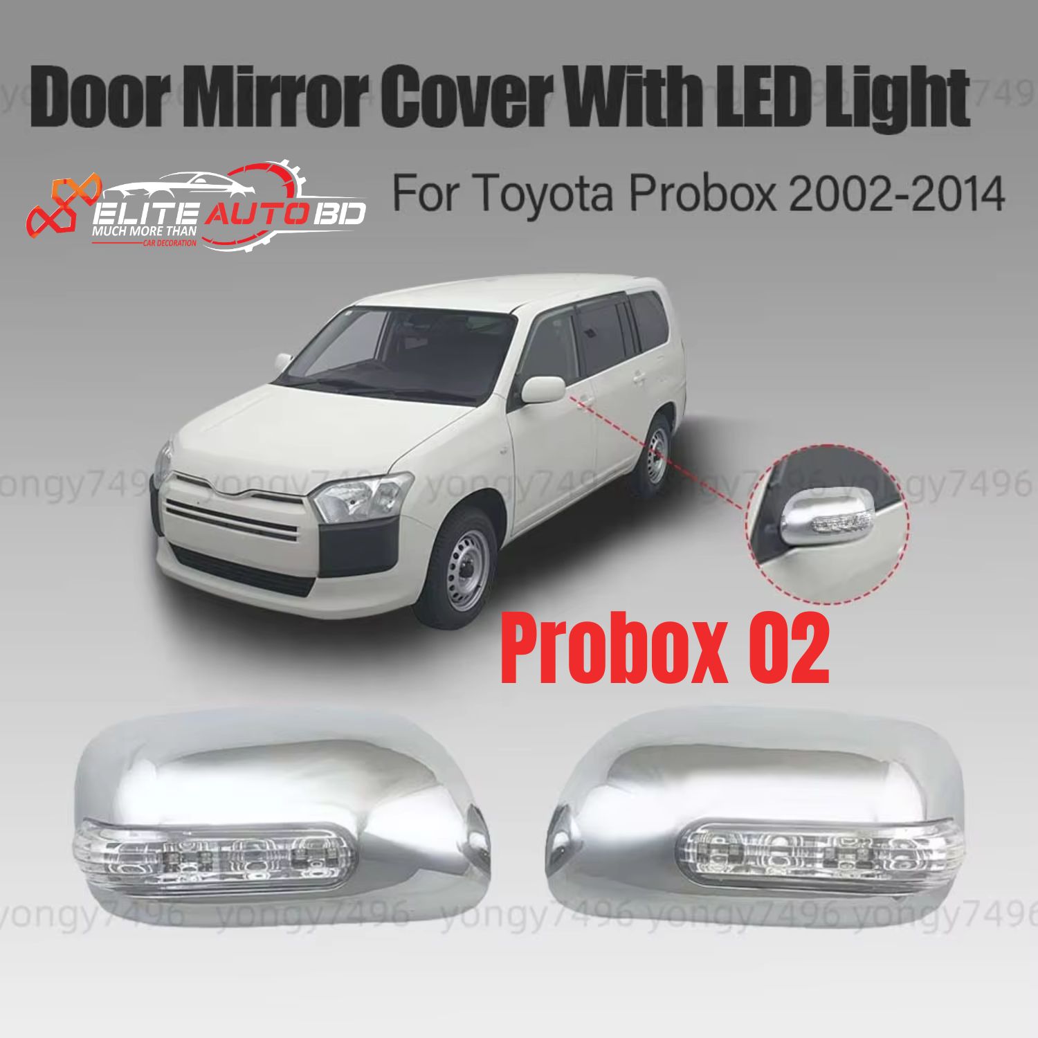 Toyota Probox 2002-2014 Chrome Door Mirror Cover with LED Indicator Light - Elite Auto BD Exclusive Car Accessories |  Probox 02 | Elite Auto BD