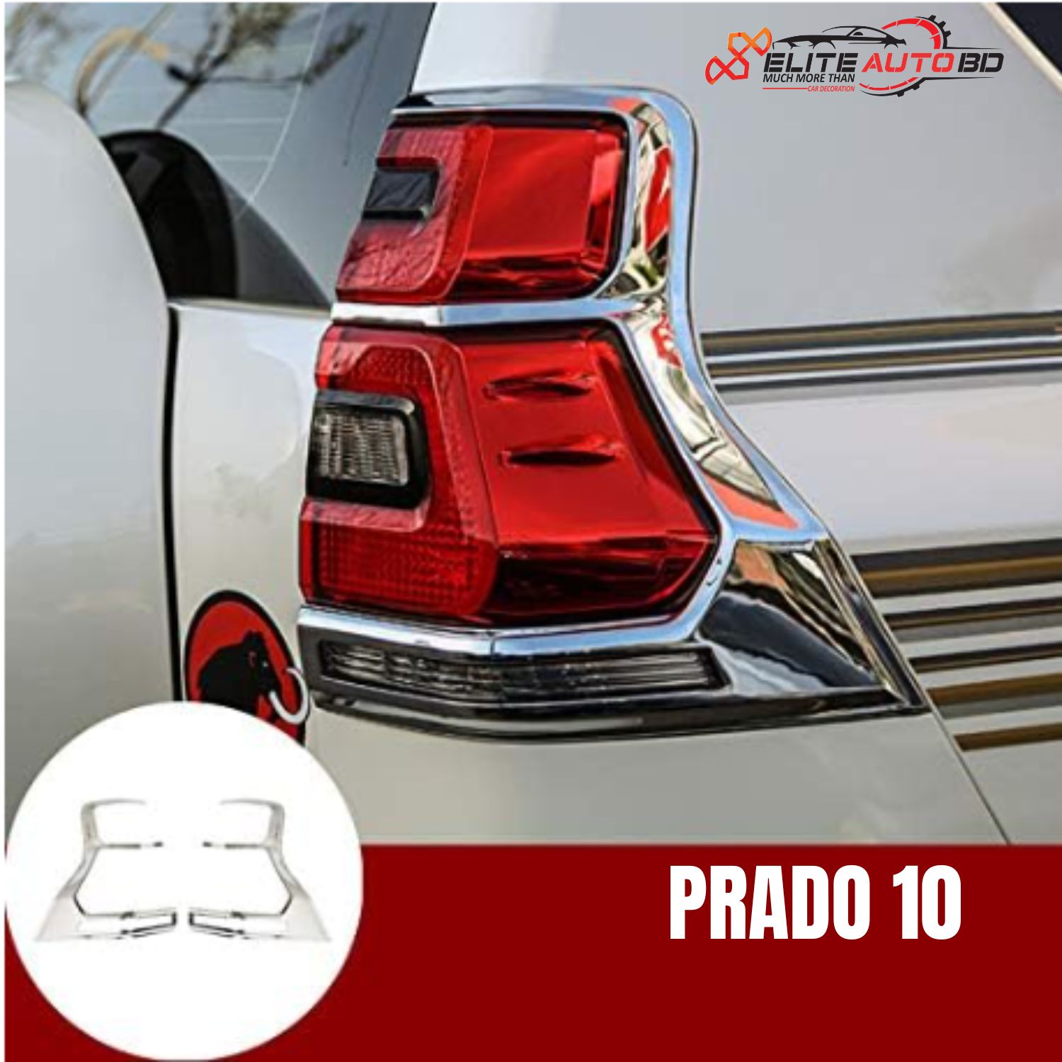 Toyota Land Cruiser Prado FJ150 Chrome Rear Tail Light Cover Trim (2010-2013) – Premium Car Exterior Accessories | Prado 10 | Elite Auto BD