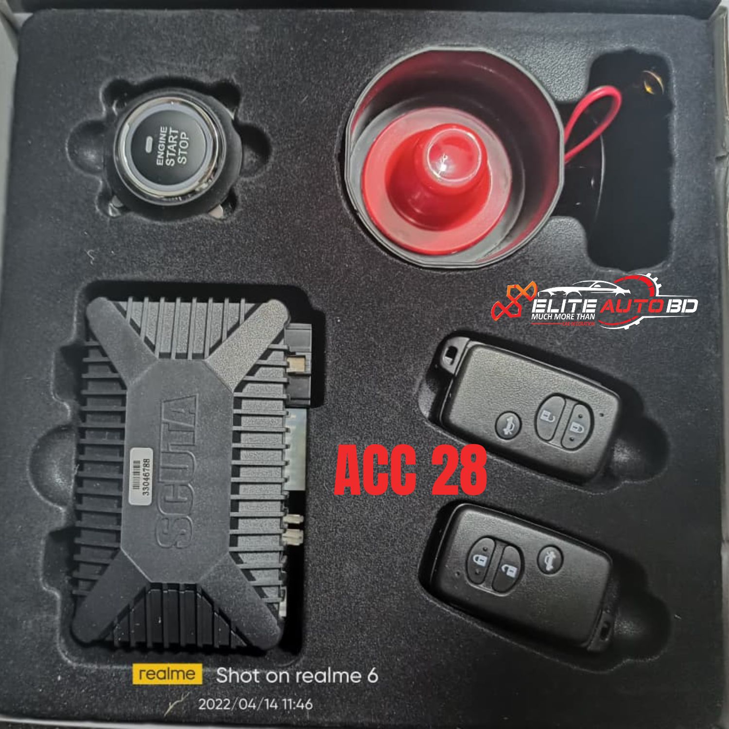 Scuta Smart Engine Start Car Alarm with Push Button & Keyless Entry – Premium Car Security Kit | ACC 28 | Elite Auto BD