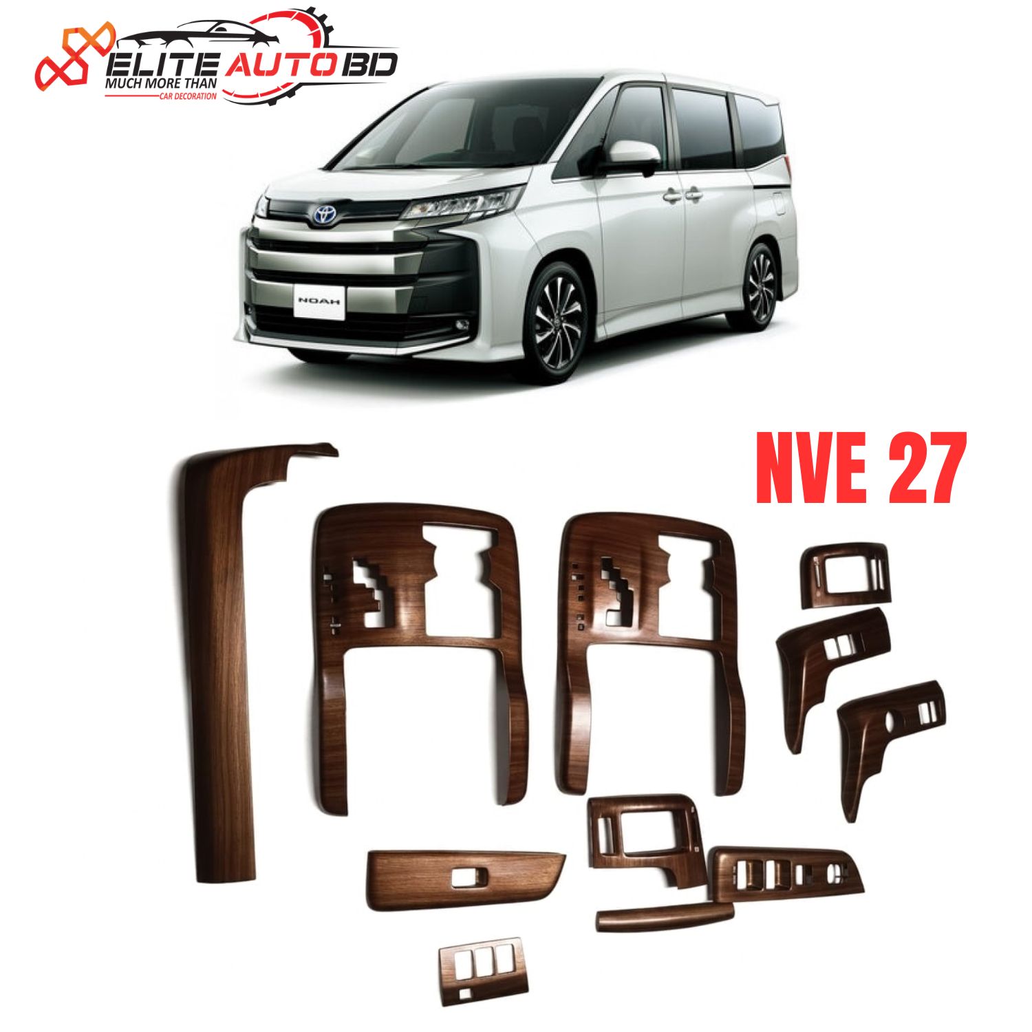Toyota Noah Voxy 90 Series Wooden Interior Panel Set | Luxury Car Decoration Accessories Bangladesh | NVE 27 | Elite Auto BD