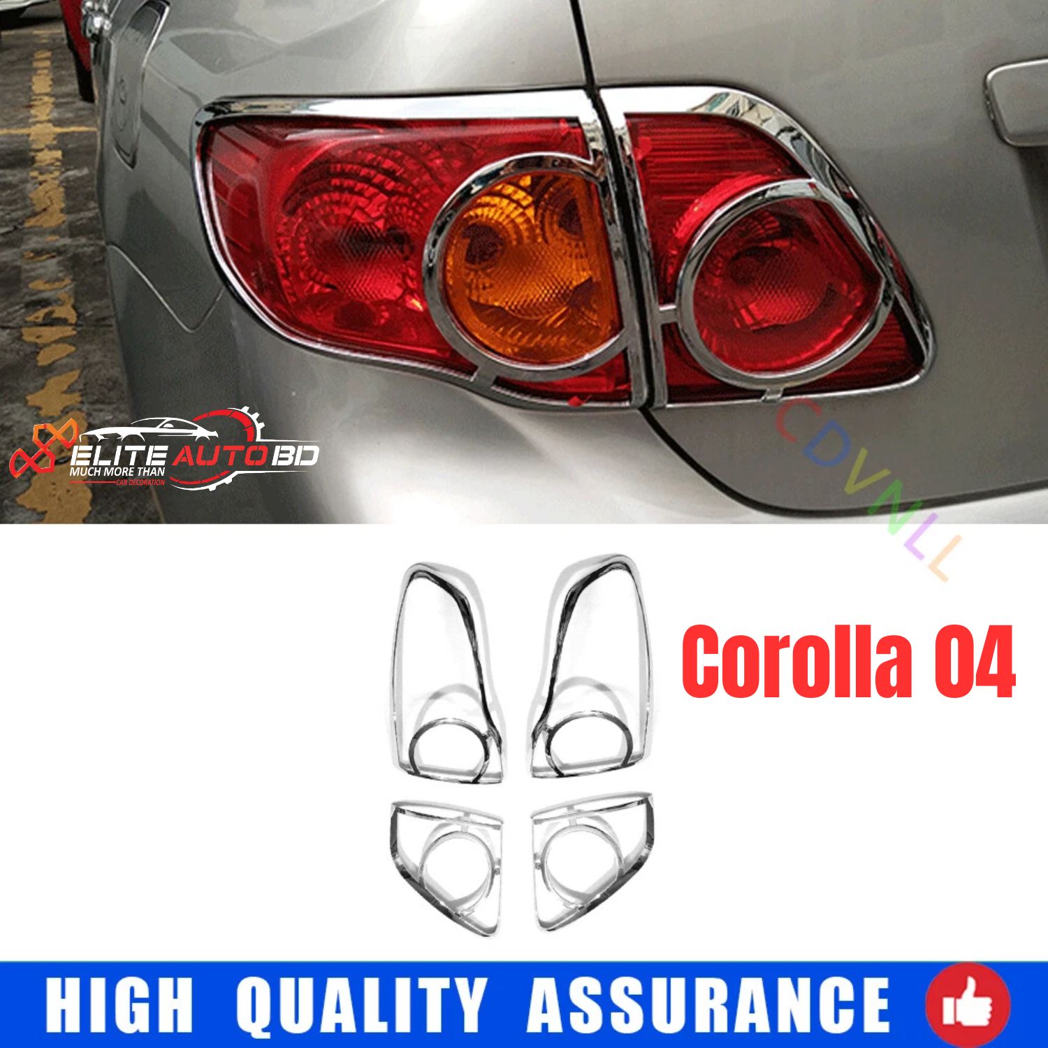 Premium Chrome Rear Tail Light Lamp Cover Trim for Toyota Corolla 2008-2010 – High-Quality Exterior Car Accessories at | COROLLA 04 | Elite Auto BD