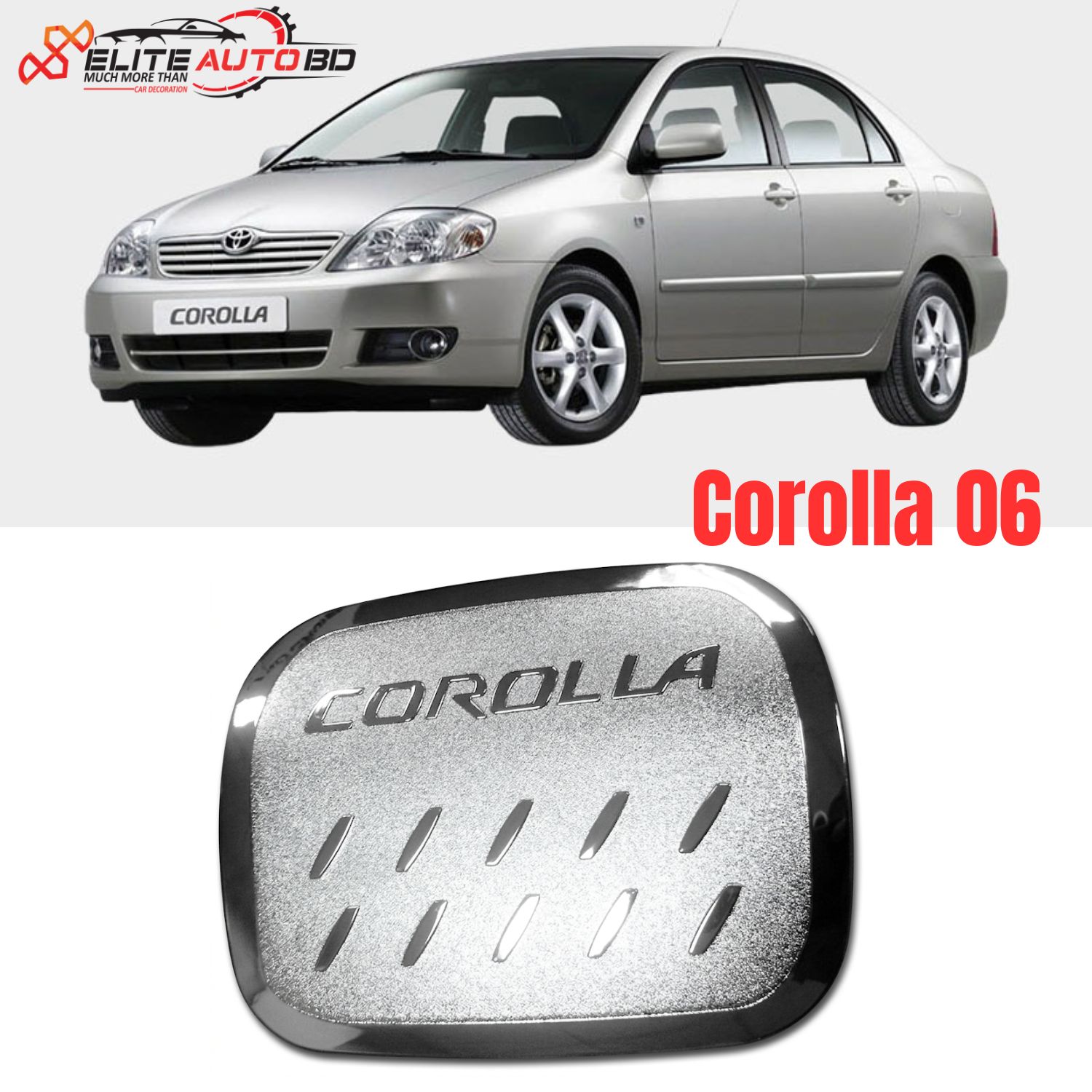 Premium Chrome Fuel Tank Cover for Toyota Corolla 2006 – Stylish Exterior Garnish | COROLLA 06 | Elite Auto BD