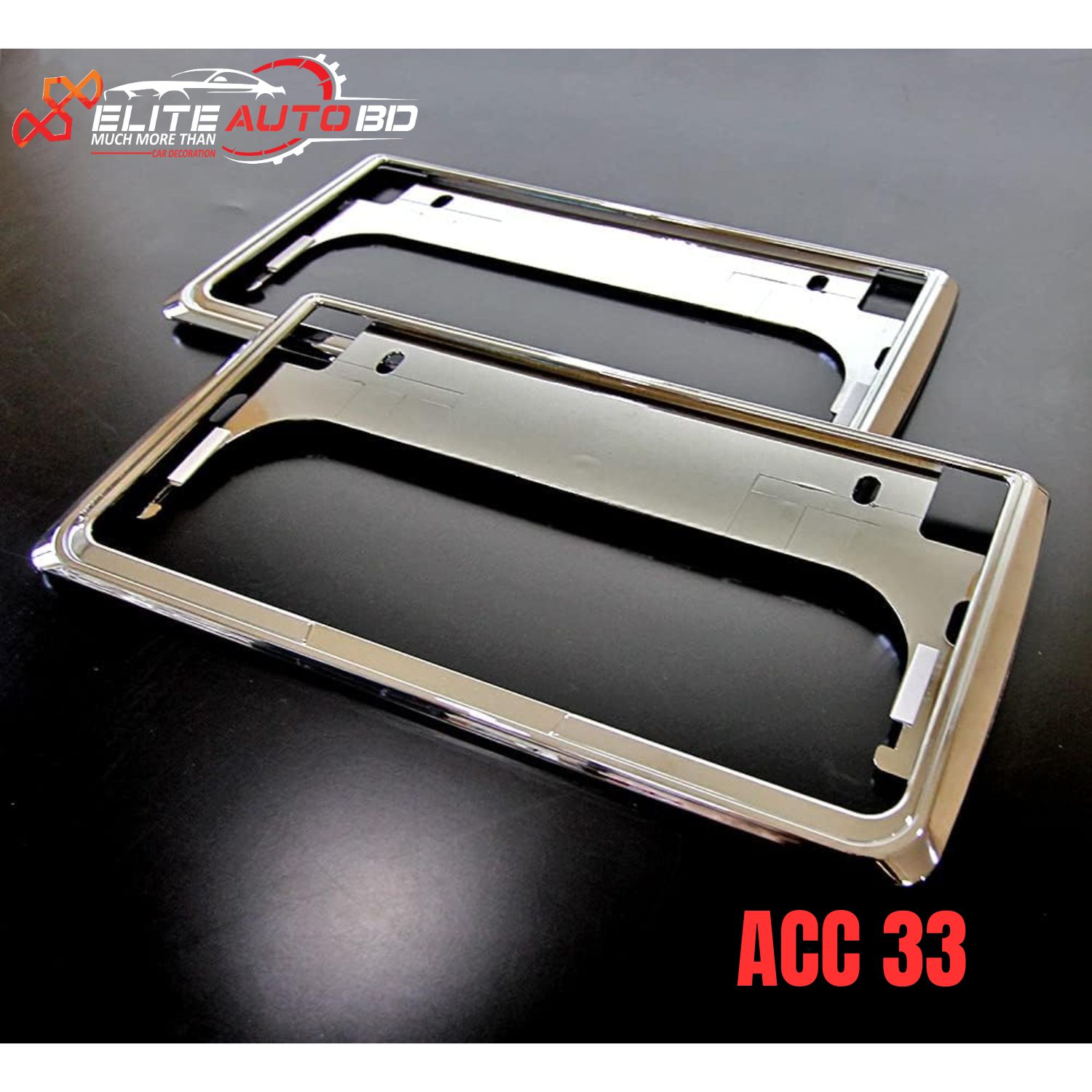 Premium Chrome Car Number Plate Frame (2-Piece Set) for Toyota & All Models | BRTA Digital License Plate Casing | ACC 33 | Elite Auto BD