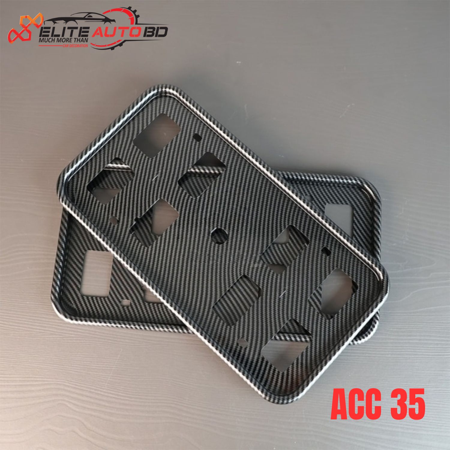 Carbon Fiber License Plate Frame | Premium Universal Car Number Plate Holder for Luxury Vehicles | ACC 35 | Elite Auto BD