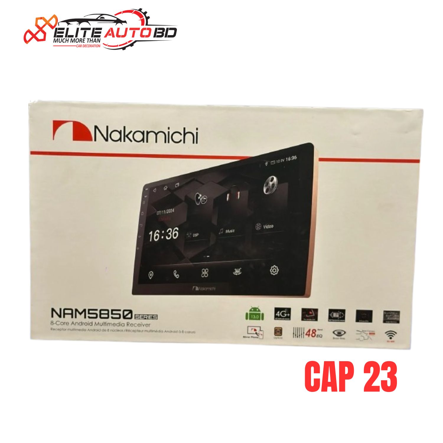 Nakamichi NAM5850 8-Core Android Multimedia Receiver – 4GB RAM, 64GB ROM, 4G SIM Support & DSP | CAP 23 | Elite Auto BD