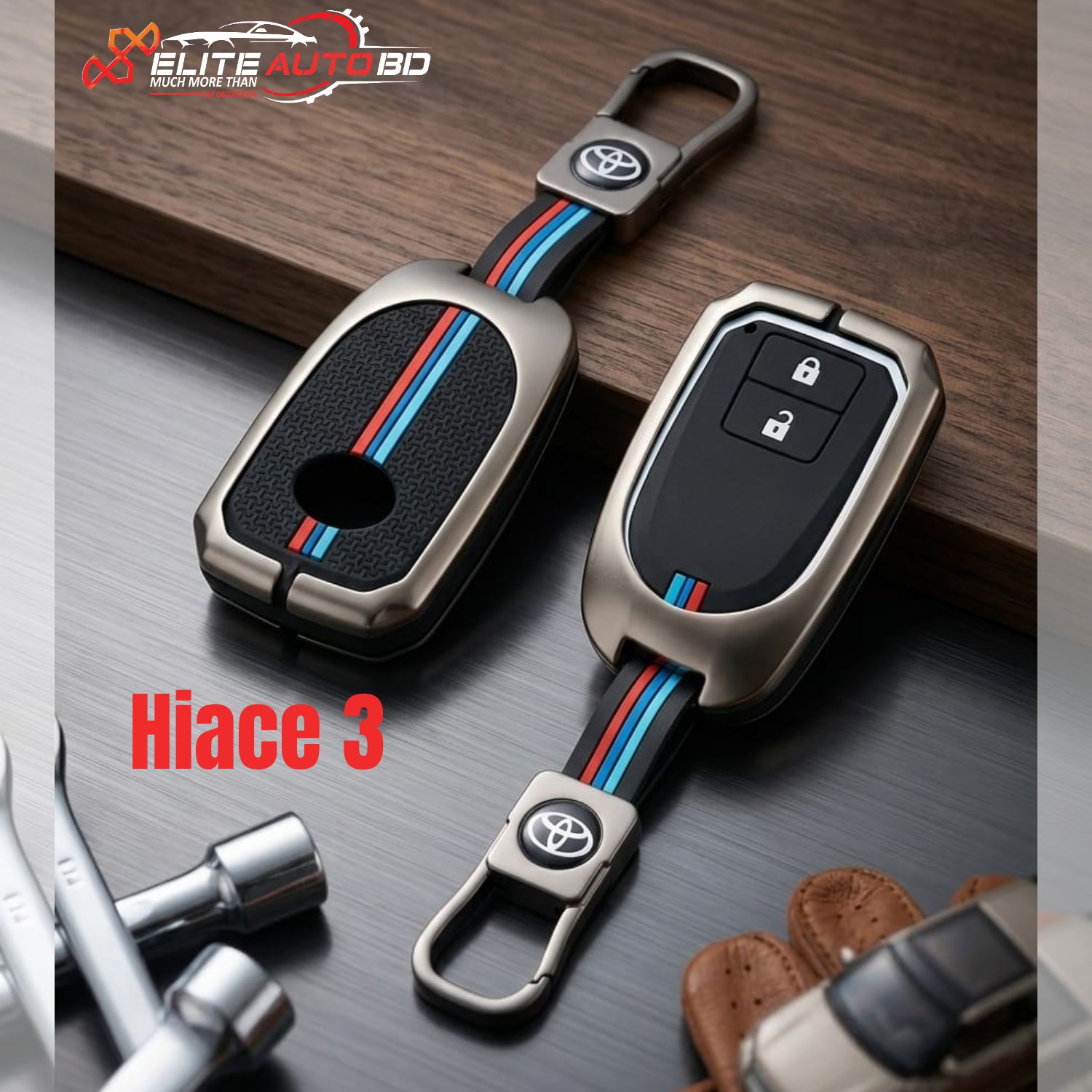 Premium Zinc Alloy Metal Car Key Cover for Toyota 2Button Smart Remote | Allion | Premio | Axio | Hiace | – Luxury Protection Case | Hiace 3 | Elite Auto BD
