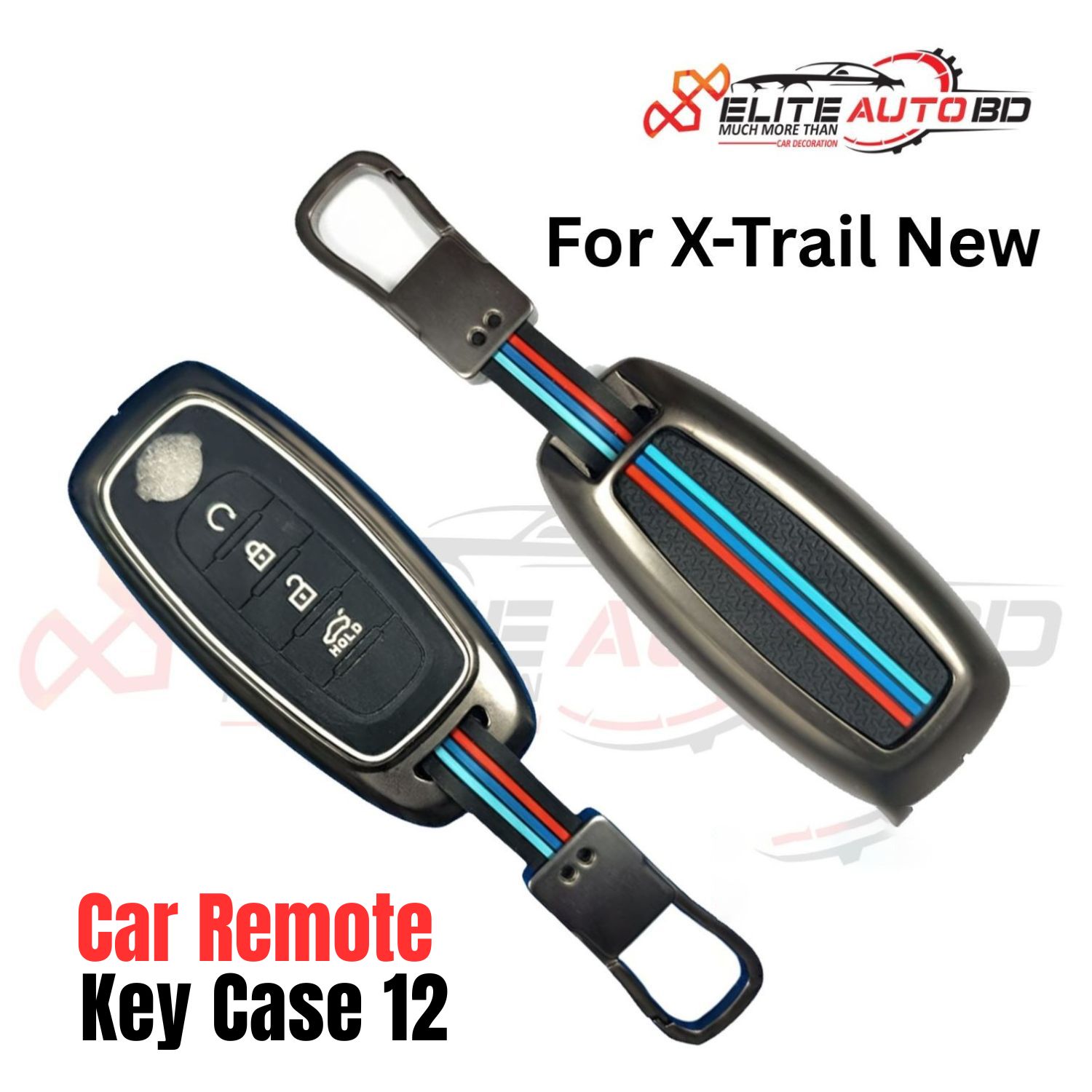 Metal Key Cover with Key Ring and Soft Silicone 4 Button for Nissan Models: New Shape | Car Remote Key Case 12 | Elite Auto BD