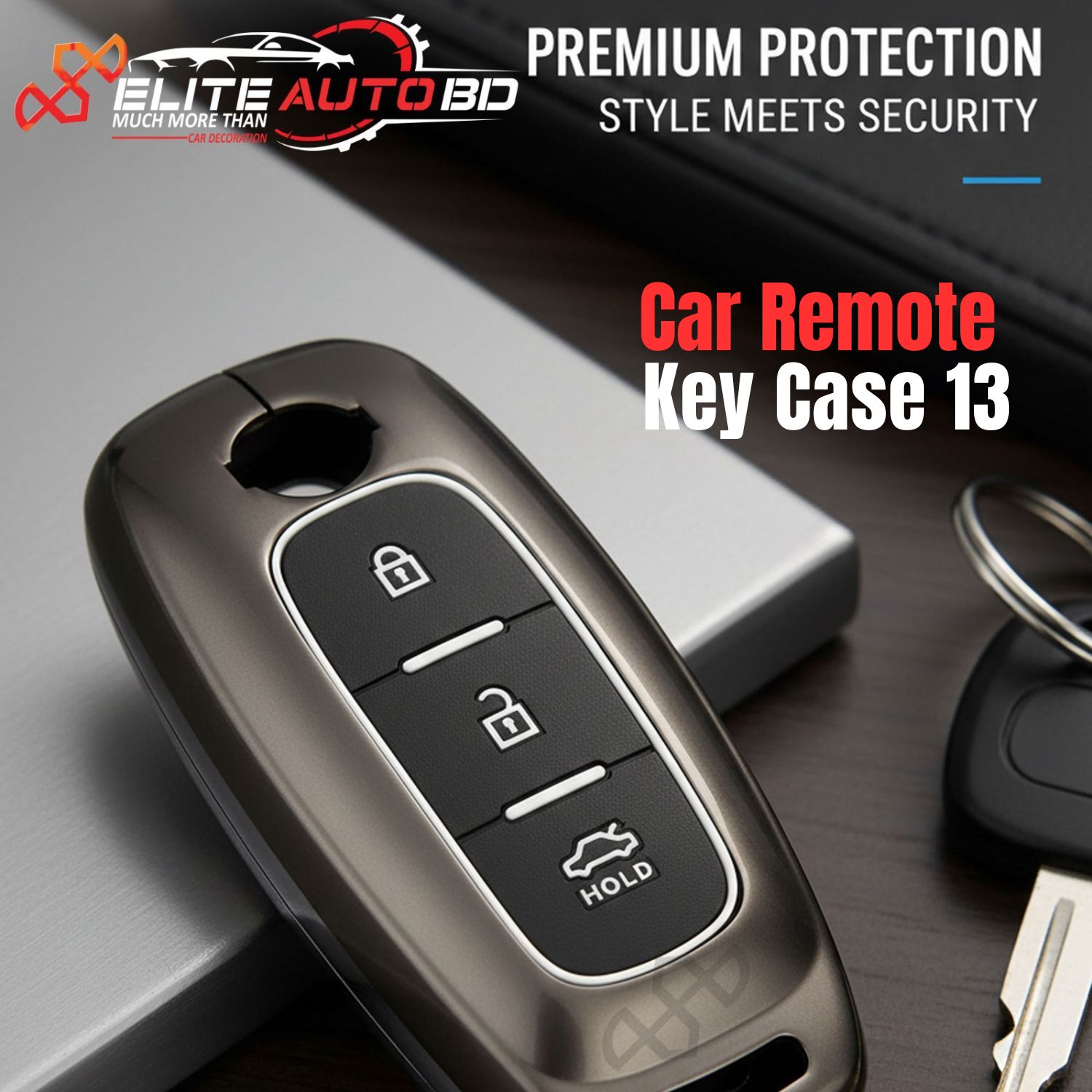 Metal Key Cover with Key Ring and Soft Silicone 3 Button for Nissan Models: New Shape | Car Remote Key Case 13 | Elite Auto BD