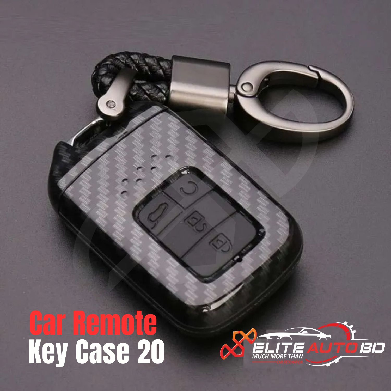 Car Premium Carbon Fiber TPU Remote Cover 4 Button for Honda Models: Squire Shape | Vezel | Grace | Civic | CRV | BRV | HRV | Car Remote Key Case 20 | Elite Auto BD
