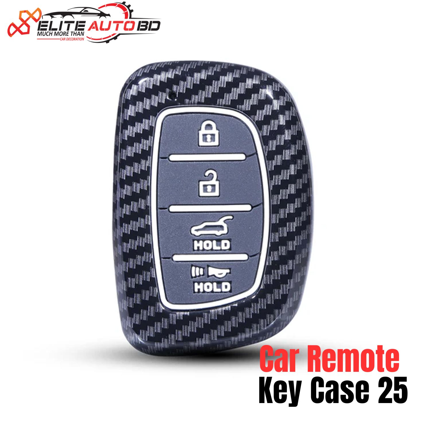 Hyundai Creta Carbon Fiber Key Fob Cover Case | Durable ABS Protector for Smart Keyless Entry | Creta | Car Remote Key Case 25 | Elite Auto BD