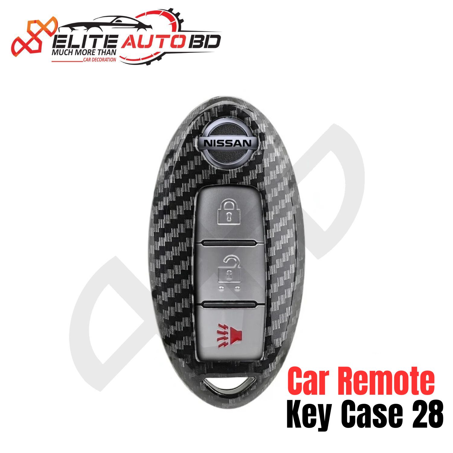 Carbon Fiber Pattern Hard Shell Key Fob Cover Case 3 Button for Nissan | Car Remote Key Case 28 | Elite Auto BD