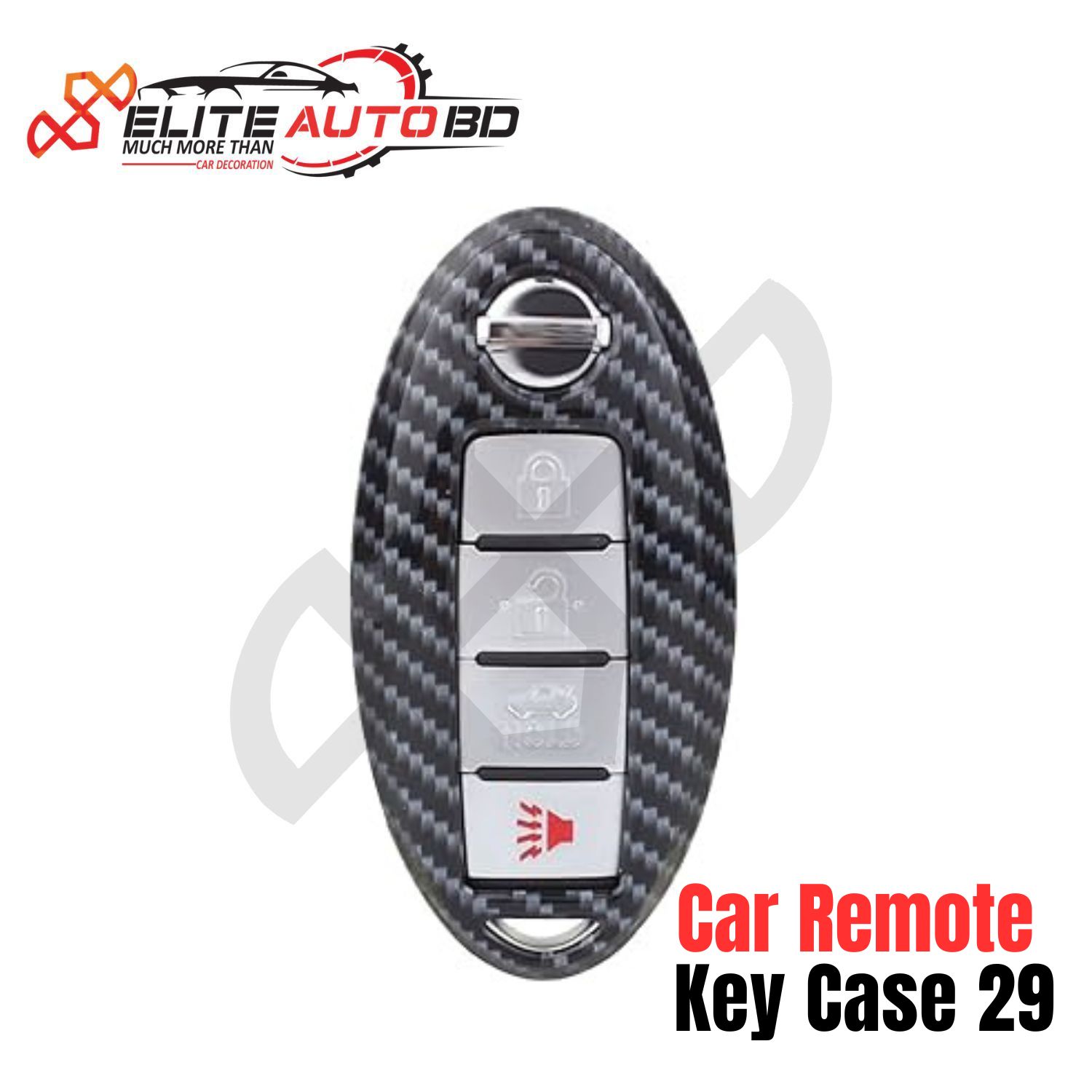 Carbon Fiber Pattern Hard Shell Key Fob Cover Case 4 Button for Nissan | Car Remote Key Case 29 | Elite Auto BD