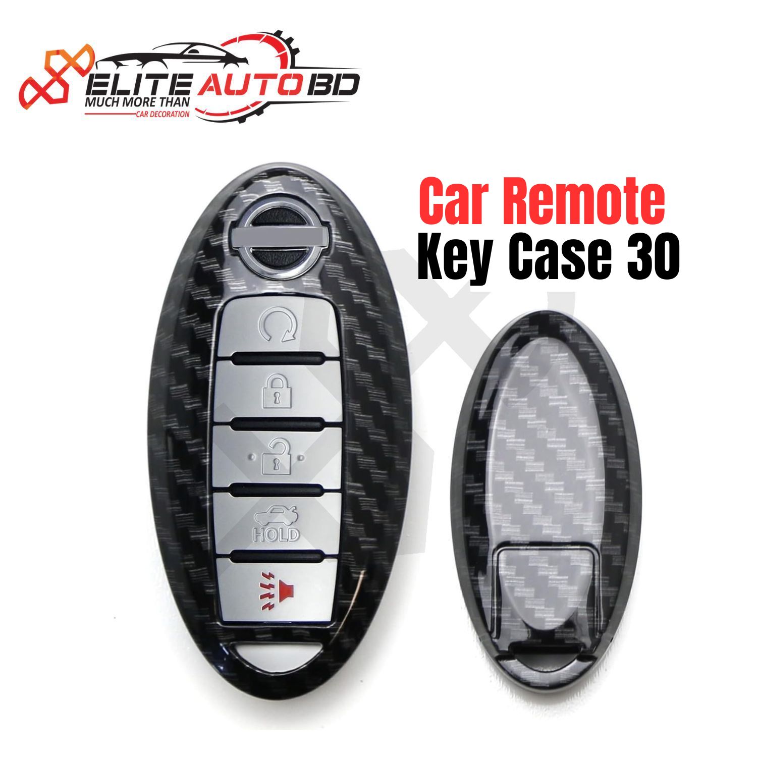 Carbon Fiber Pattern Hard Shell Key Fob Cover Case 5 Button for Nissan | Car Remote Key Case 30 | Elite Auto BD