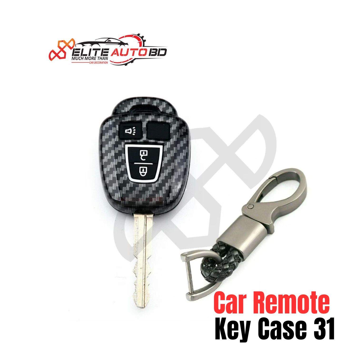 Carbon Fiber Pattern Hard Shell Key Fob Cover Case 4 Button for Toyota | Rav 4 | Corolla | Axio | Allion | Premio | Hiace | Car Remote Key Case 31 | Elite Auto BD.