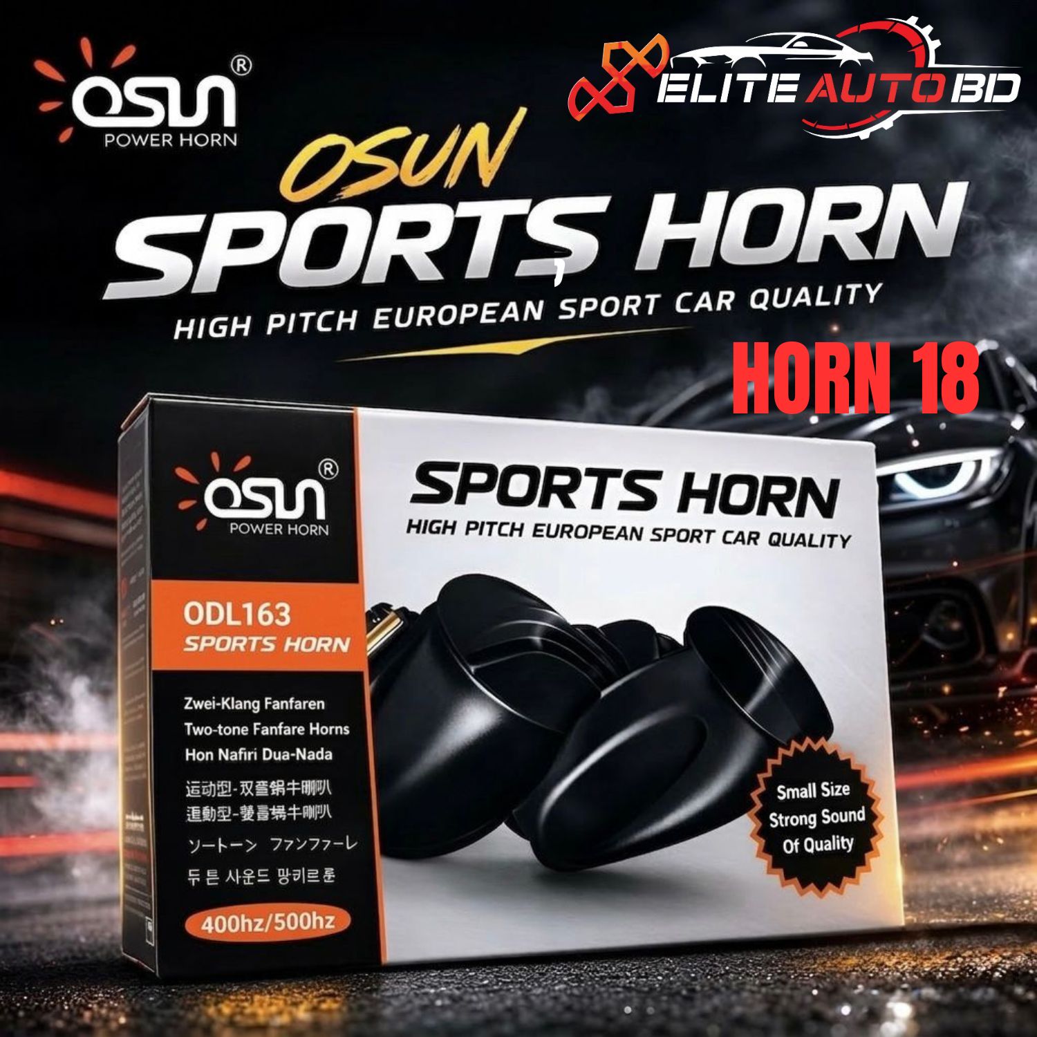 Osun Sports Horn ODL163: High Pitch European Sport Car Quality Horns | Horn 18 | Elite Auto BD
