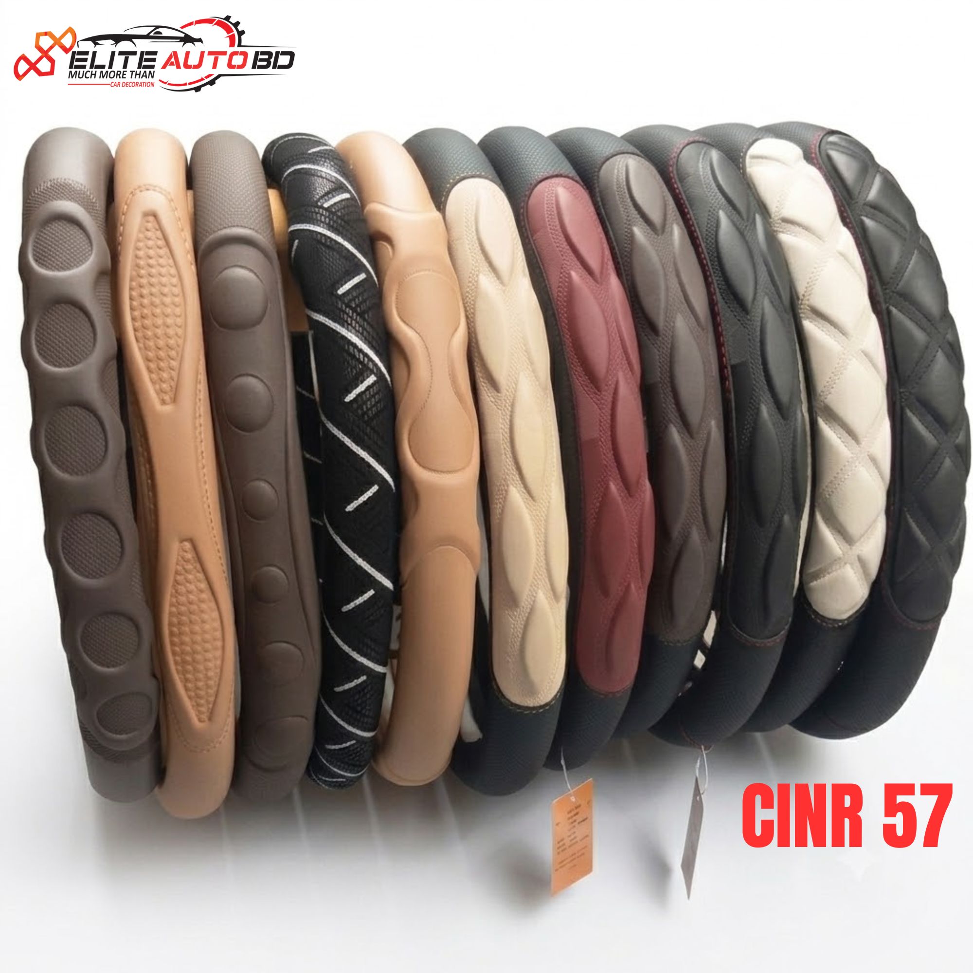Multi-Color Universal Car Steering Wheel Covers – Premium Leather Stitch Grip | CINR 57 |  Elite Auto BD