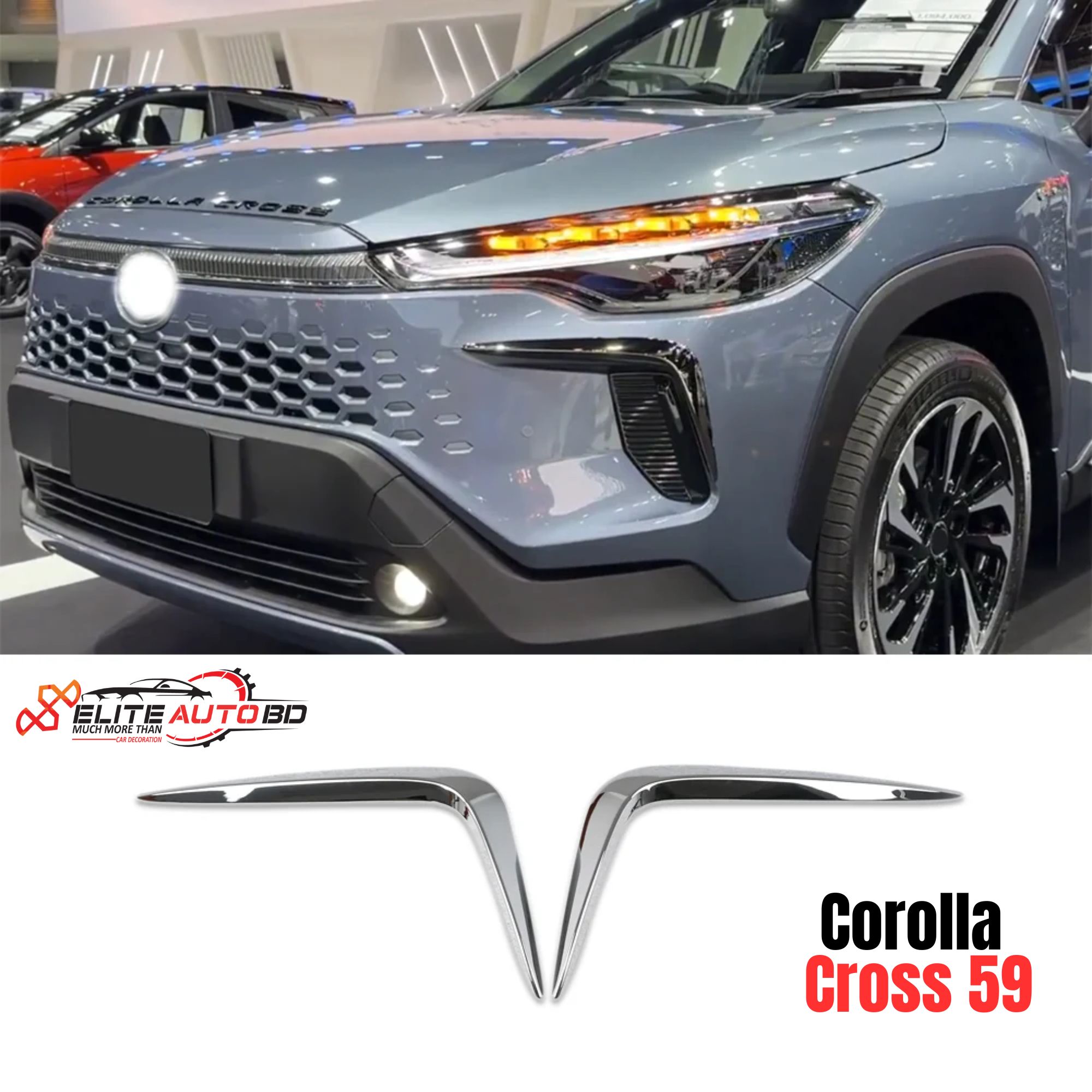 For Toyota Corolla Cross 2025 2026 ABS chrome Front bumper Corner foglamp fog light Blade Wind cover Protection Cover Trim | Corolla Cross 59 | Elite Auto BD