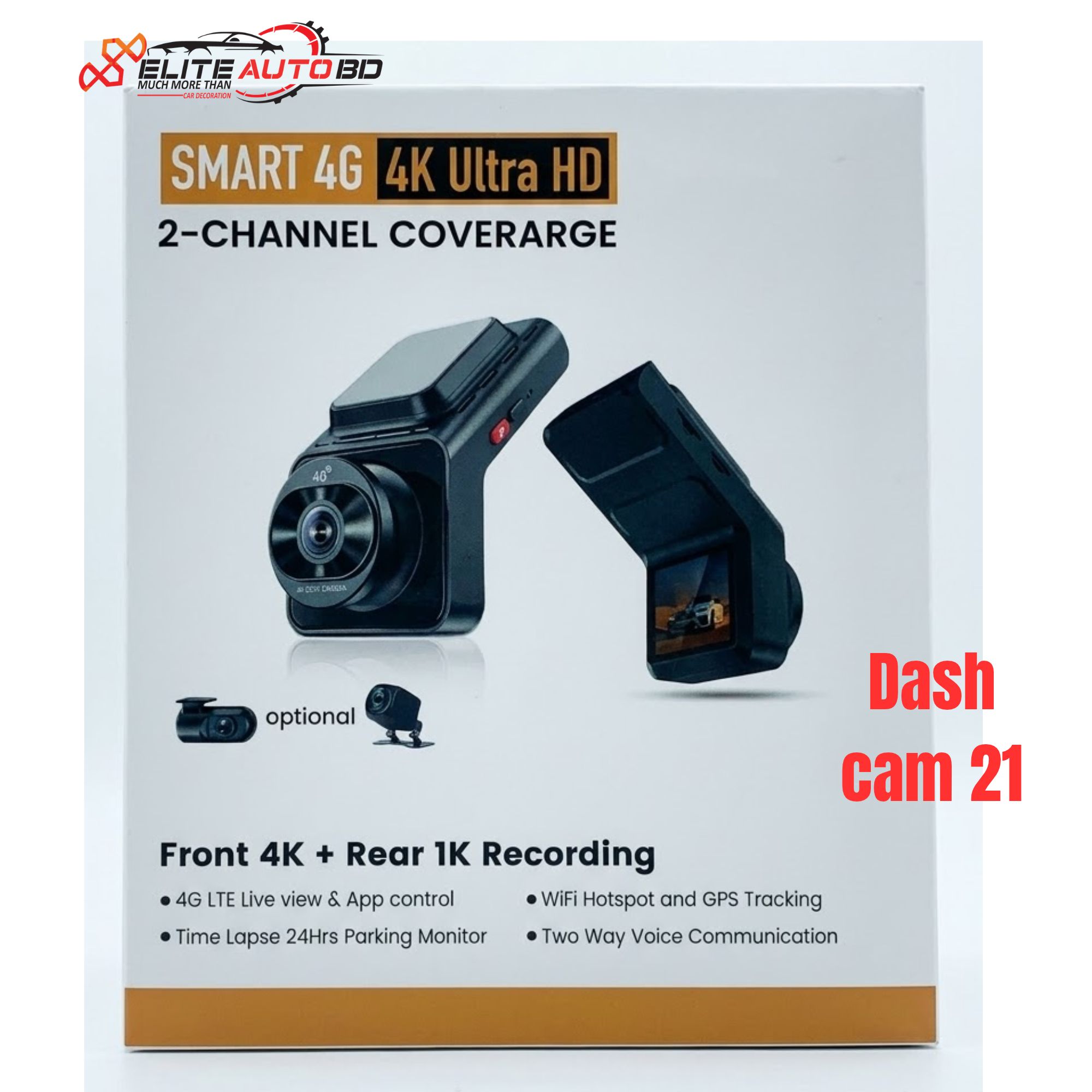 4G Smart 4K Dash Cam with Live View, GPS Tracking & 24H Parking Monitor  | Dash cam 11 | Elite Auto BD